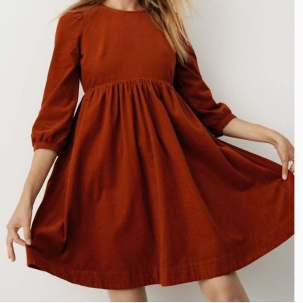 Madewell Terracotta Dress Corduroy Babydoll